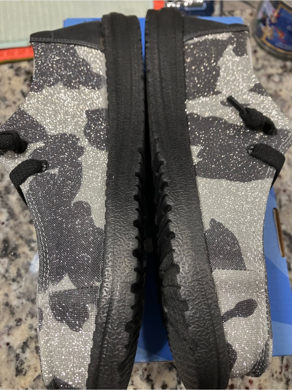 Hey Dude Glitter Camo Sneakers in Black and Silver women’s size 8 - Picture 4 of 6